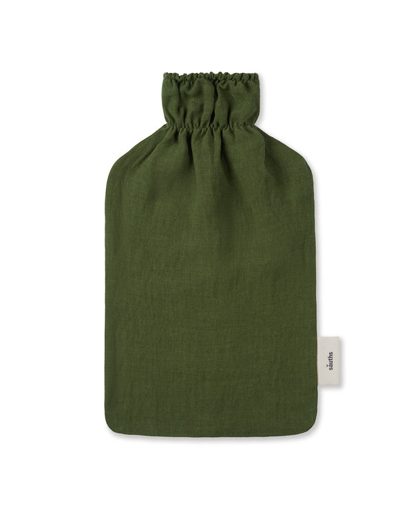 Linen Hot Water Bottle Cover in Green