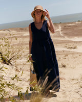 May - Linen Dress in Navy