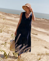 May - Linen Dress in Navy