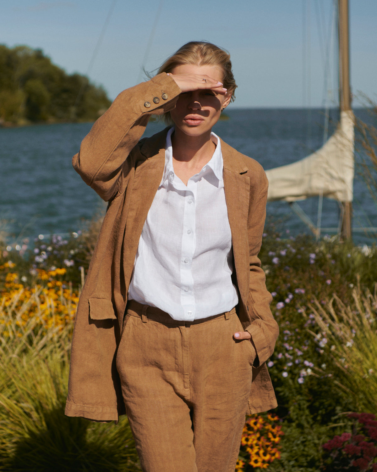 Andres - Linen Jacket in Brown – Sauths