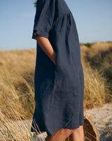 Kyoto - Linen Dress in Blueberry