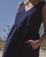 May - Linen Dress in Navy