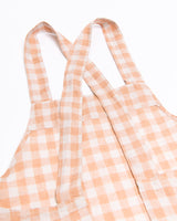 Japanese Style Linen apron in Peach Gingham