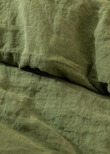 Green linen duvet cover set with 2 pillowcases