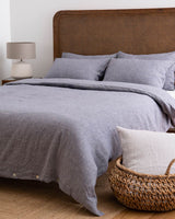 Blue chambray color linen pillowcase oxford