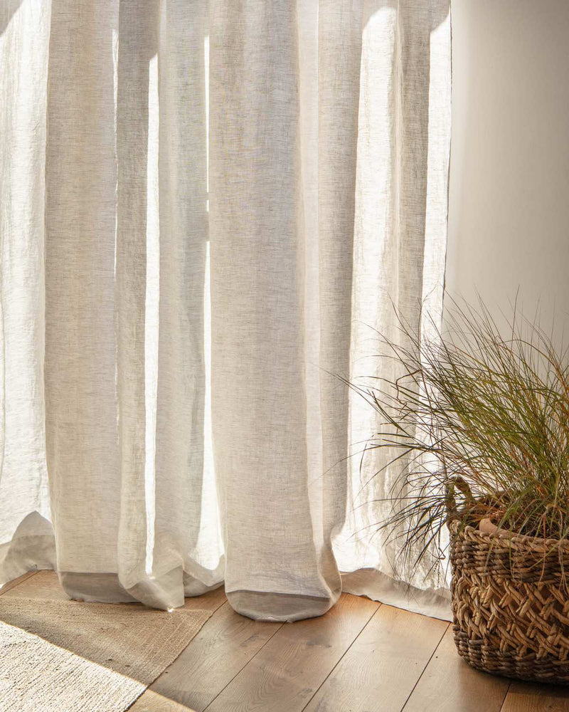 Wide Curtains in Beige, tab top