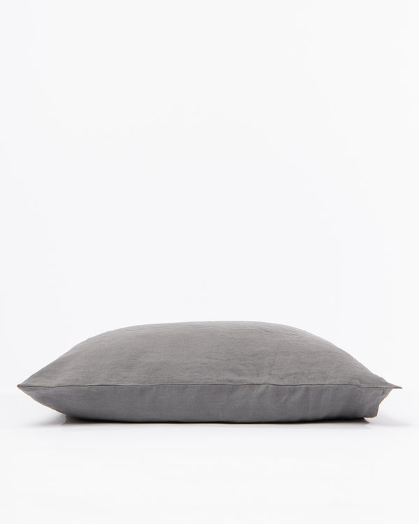 Dark grey linen pillowcase