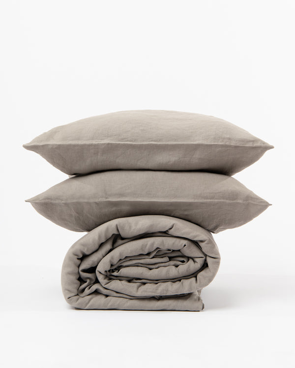 Cappuccino linen duvet cover set with 2 pillowcases