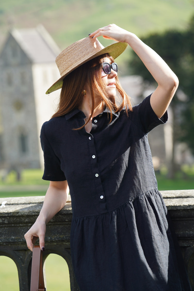 Elaine - Linen Dress in Black Sauths Elaine - Linen Dress in Black Sauths