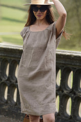 Irma - Linen Dress in Cappuccino