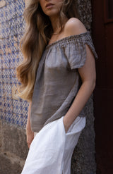 Spring - Linen Top in Cappuccino