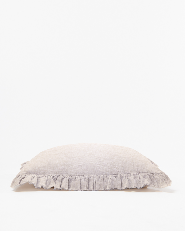 Natural Melange Linen Sham With Frindges