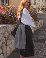 Lightweight Linen Scarf in Black Chambray
