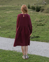 Capri - Linen Dress in Deep Burgundy