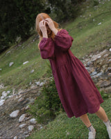 Capri - Linen Dress in Deep Burgundy