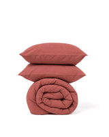 Dusty Red Duvet Cover Set and Fitted Sheet Bundle