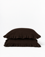 Chocolate Linen Sham With Frindges