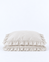 Off White Linen Sham With Frindges