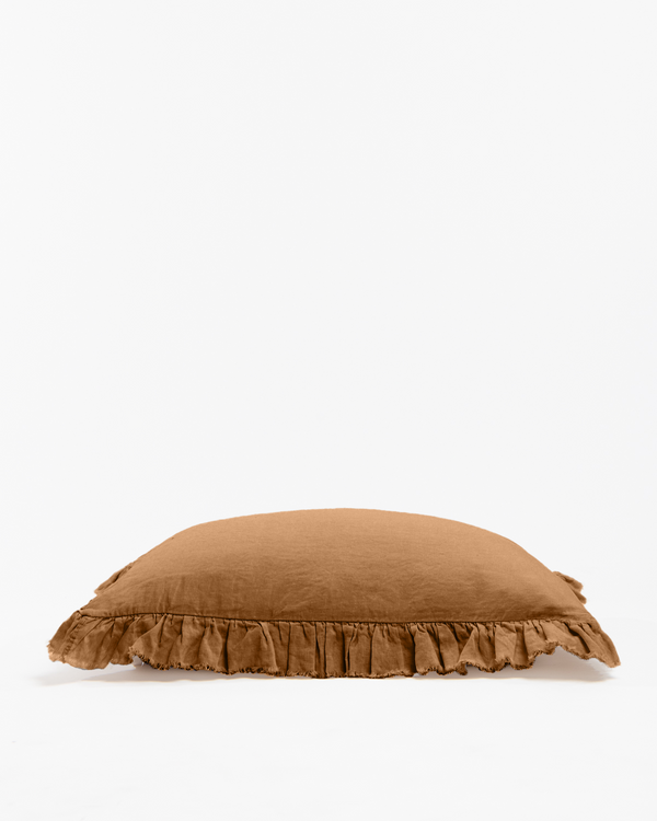 Cinnamon Linen Sham With Frindges