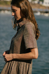 Elaine - Linen Dress in Sunny Purple