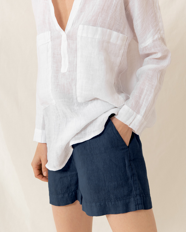 Eva - Linen Shorts in Navy