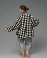 Frida - Linen Jacket in Black Gingham