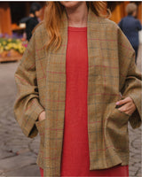 Frida - Wool Jacket in Brown Check