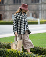 Frida - Linen Jacket in Black Gingham