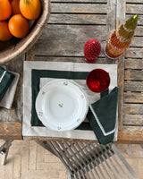 Linen placemats in Beige and Dark Green set of 2