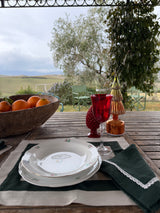 Linen placemats in Beige and Dark Green set of 2