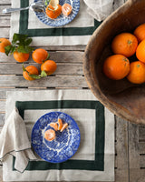 Linen placemats in Beige and Dark Green set of 2