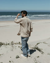 Men's Long Sleeve Heavyweight Linen Shirt in Dune