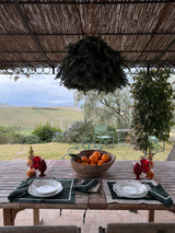 Linen placemats in Beige and Dark Green set of 2