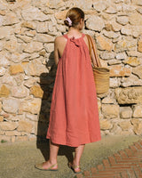Ipanema - Linen Dress in Dusty Red