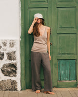 Kim - Linen Trousers in Dark Grey