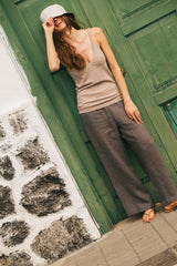 Kim - Linen Trousers in Dark Grey