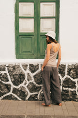 Kim - Linen Trousers in Dark Grey