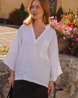 Lana - Linen Blouse in White