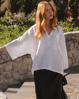 Lana - Linen Blouse in White