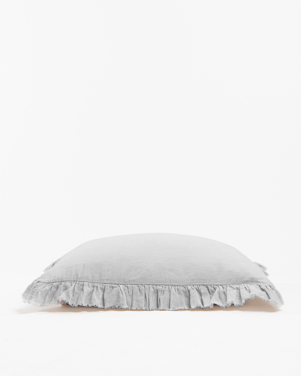 Light Grey Linen Sham With Frindges