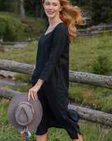 Mara - Linen Dress in Black