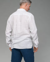 Men's Long Sleeve Linen Shirt in Off White