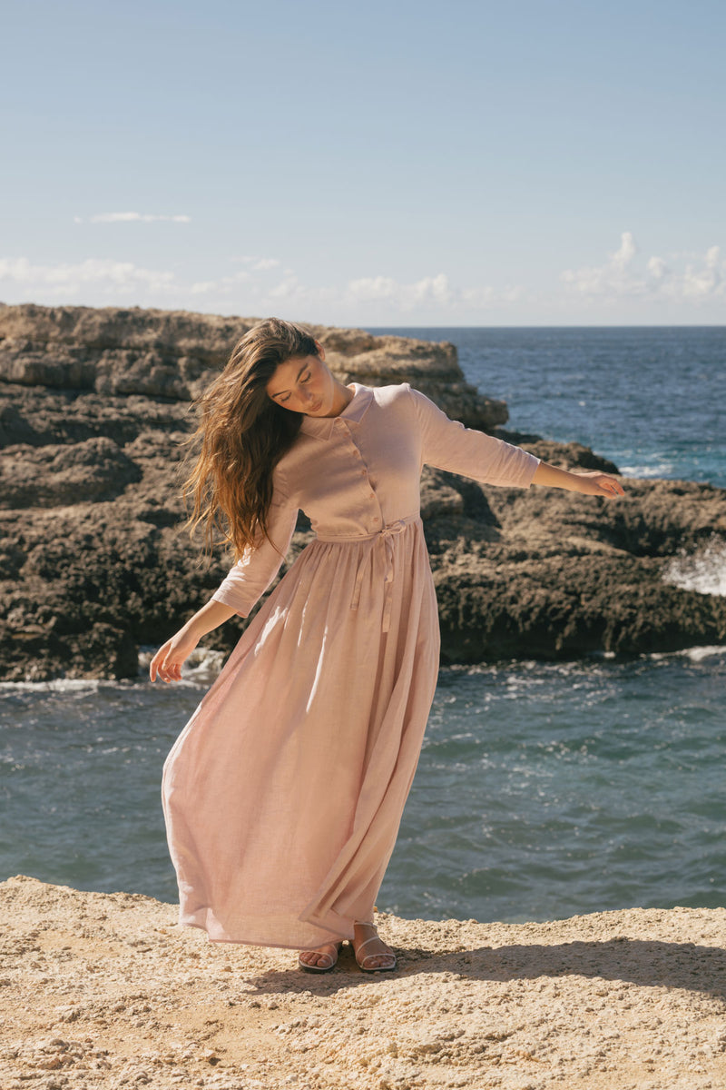 Clarisa - Linen Dress in Misty Pink Sauths Clarisa - Linen Dress in Misty Pink Sauths