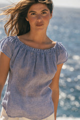 Spring - Linen Top in Light Blue Chambray