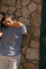 Spring - Linen Top in Light Blue Chambray