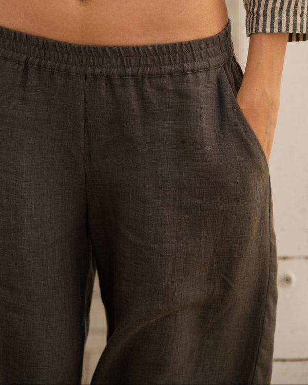 Kim - Linen Trousers in Dark Grey