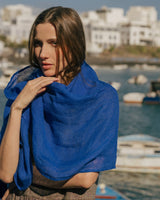 Lightweight Linen Scarf in Royal Blue