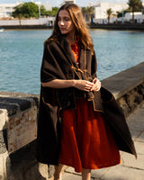 Wool Blend Poncho in Chocolate