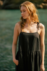 Patricia - Linen Dress in Black