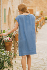 Irma - Linen Dress in Azure